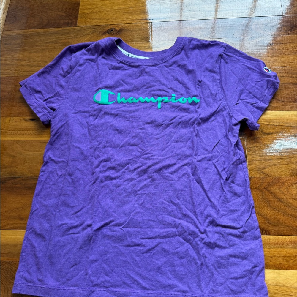 Champion Purple Short Sleeve Tee Vibrant Graphic